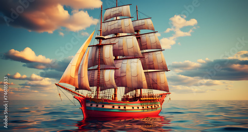 a very big sail boat that is out in the ocean