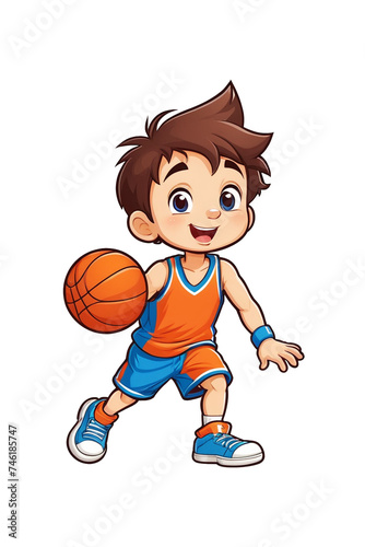 Cute little boy playing basketball