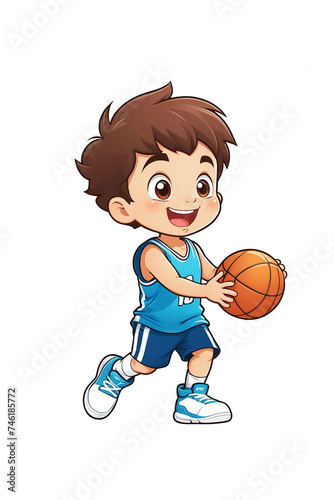 Cute little boy playing basketball