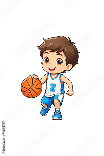 Cute little boy playing basketball