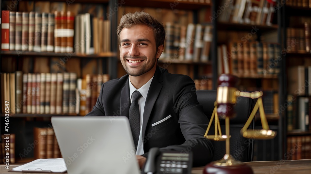 Young man judge in library Young man judge in library