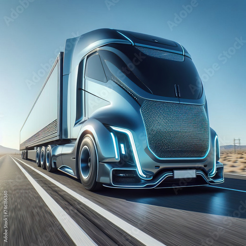 modern futuristic truck on the road