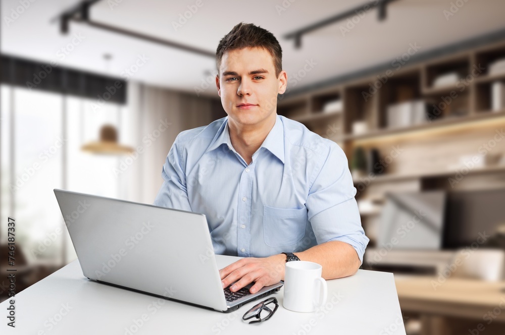 E-learning Focused guy looking at computer E-learning Focused guy looking at computer