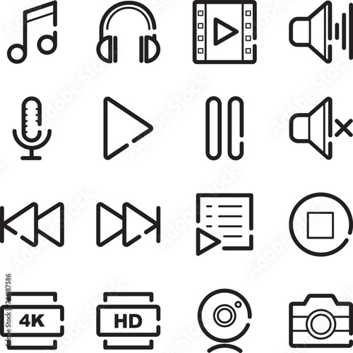 Multimedia Icon set, Audio Icons, Video Icons