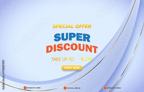 special offer super discount sale discount template banner with copy space for product sale with abstract gradient blue and white background design
