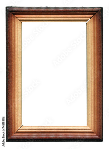 Wooden frame on white background