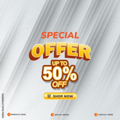 special offer sale discount template banner with copy space for product sale with abstract gradient white background design