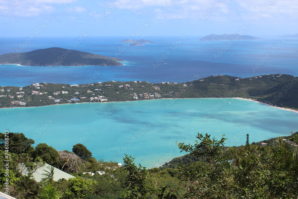 View of Magens Bay from a mountain top at St Thomas, US Virgin Islands