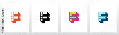 Box Square Outline Drop Shadow 3D Initial Letter Logo Design F