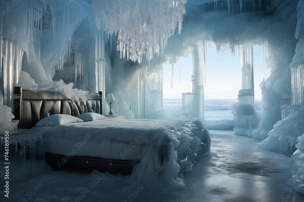 icicles in a bedroom on the north pole - obrazy, fototapety, plakaty 