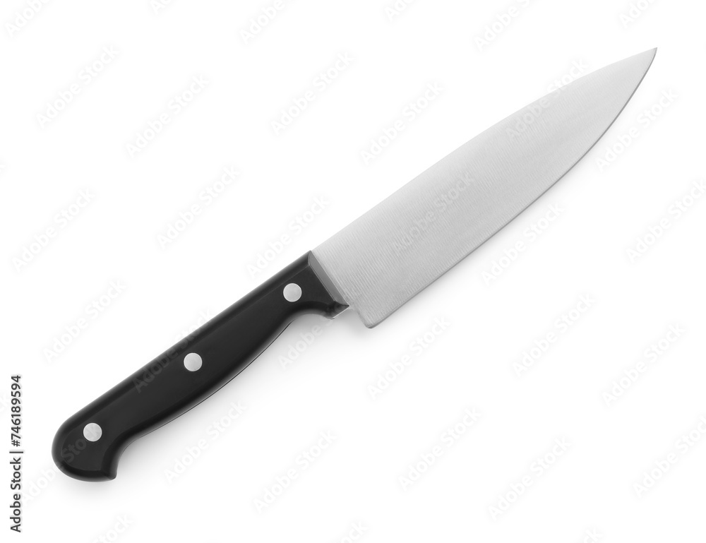 One sharp knife isolated on white, top view One sharp knife isolated on white, top view