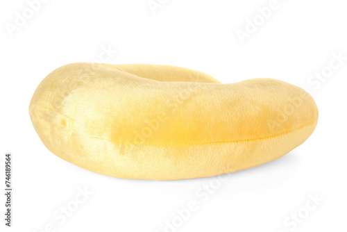 One yellow travel pillow isolated on white