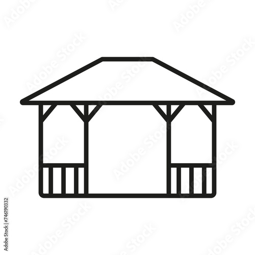 Gazebo structure icon. Outdoor relaxation area. Vector illustration. EPS 10.