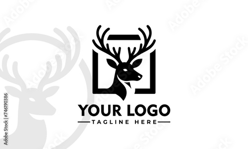 Stylish Deer Buck Stag Antler Logo Elegant Silhouette Design Deer Logo Vector for Branding © syahed