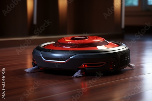 Efficient Robot vacuum cleaner. Automatic dust cleaning. Generate Ai