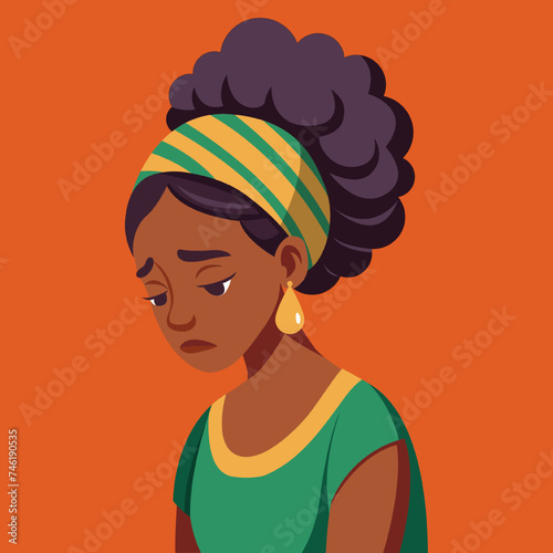 black woman against a orange backgroound isolated who is bored, depression and sadness.