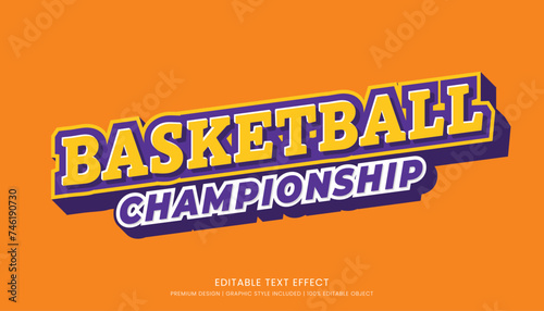 basketball championship editable text effect vector design for champion ship and community club logo