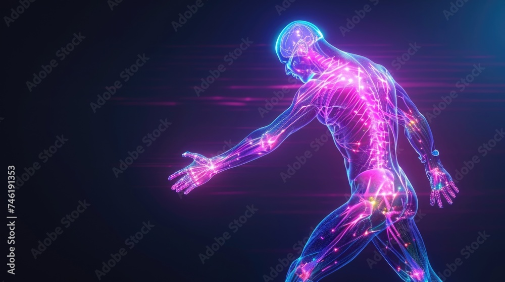 Holographic visualizations of muscles and joints aid in explaining the benefits of specific physical therapy movements and techniques.