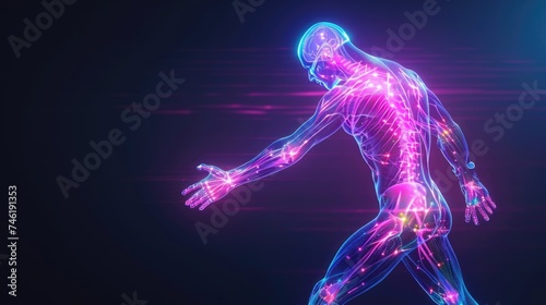 Holographic visualizations of muscles and joints aid in explaining the benefits of specific physical therapy movements and techniques.