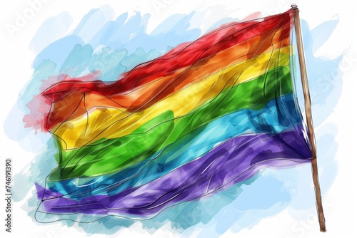 LGBTQ Pride fuchsia. Rainbow pride love colorful gold diversity Flag. Gradient motley colored joyful LGBT rightsparade sisterhood pride community photo