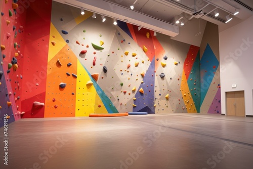 Adventurous Child rock climbing indoor safety wall. Home fit safety adventure fun rope. Generate Ai