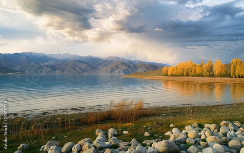 Natural scenery in Xinjiang, China,created with Generative AI tecnology. 