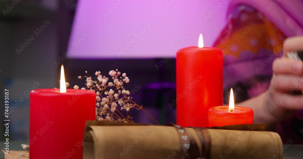 A backdrop of a fortune-teller mixing cards, with a serene atmosphere illuminated by the soft glow of candlelight A backdrop of a fortune-teller mixing cards, with a serene atmosphere illuminated by the soft glow of candlelight