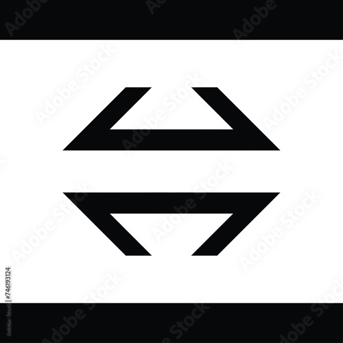 monogram design combining the letters "U" and "N". Black color with white background.