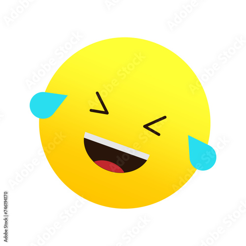 Laughing emoji with tears, joyous emoticon. Happy expression. Vector illustration. EPS 10.