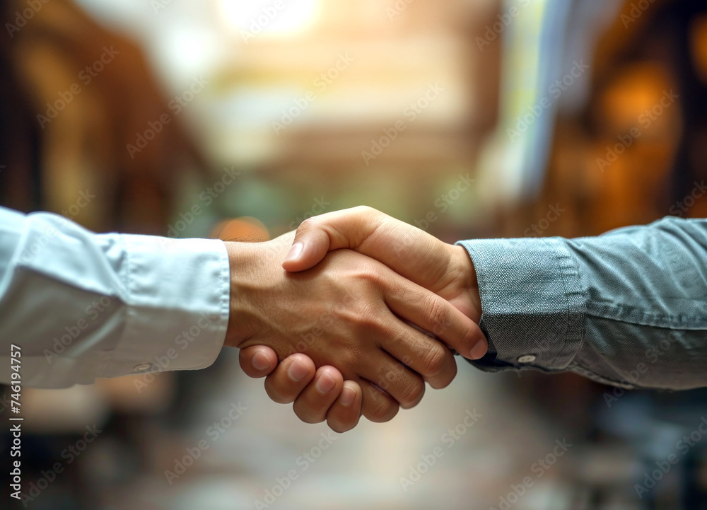 detailed view of two business professionals in a moment of agreement. Generated-AI detailed view of two business professionals in a moment of agreement. Generated-AI