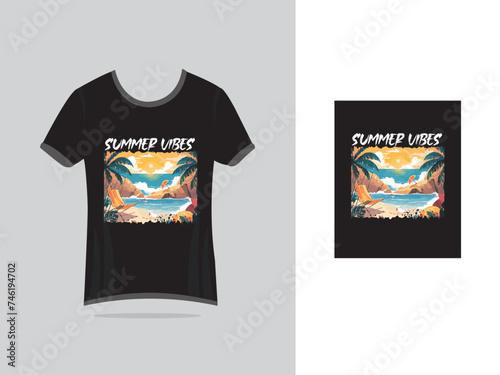 Summer bitch T shirt design template