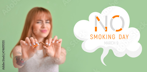 Young woman with broken cig...