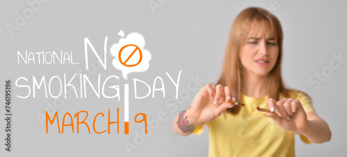 Young woman with broken cig...