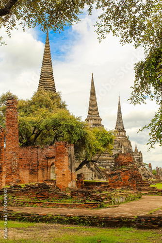 The three Chedis of Wat Phra Si Sanphet located at Ayutthaya  Thailand