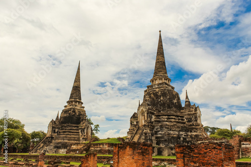 Ancient pagoda at Wat Phra Si Sanphet in historical park, Ayutthaya, Thailand