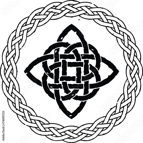 Grunge Round Celtic Pattern with Celt Knot