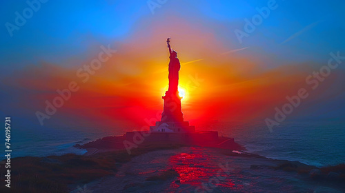 art of the Statue of Liberty.  Generative AI © Tharika