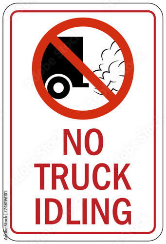 No idling warning sign and labels no truck idling