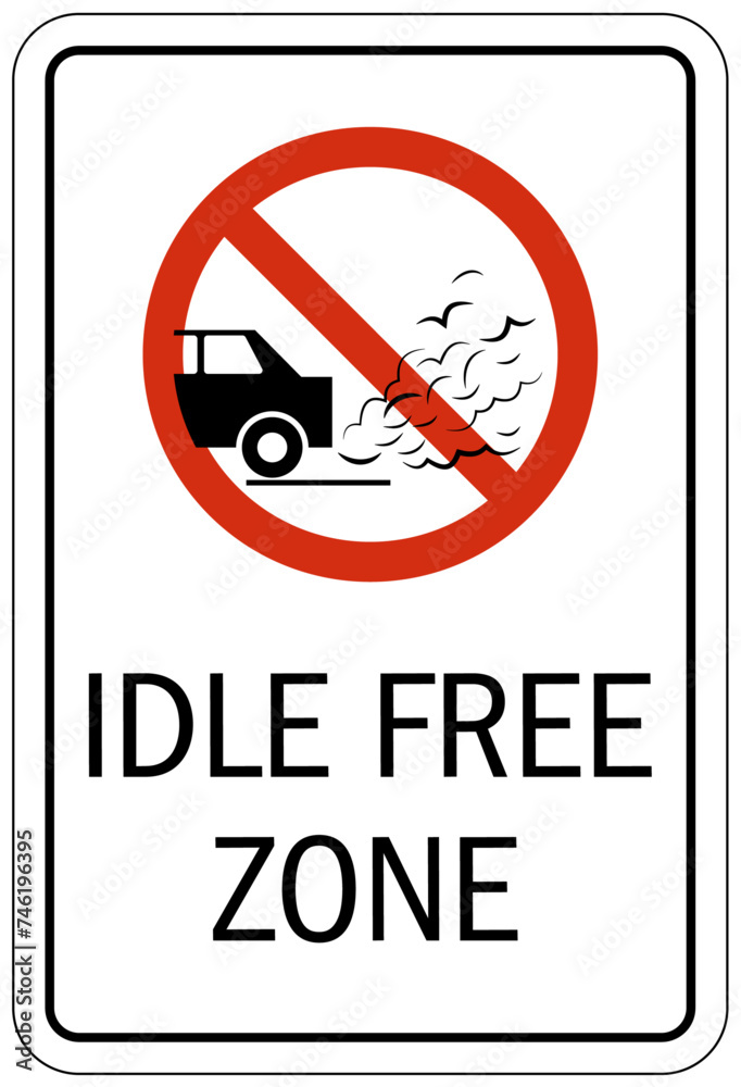 No idling warning sign and labels idle free zone Stock Vector | Adobe Stock