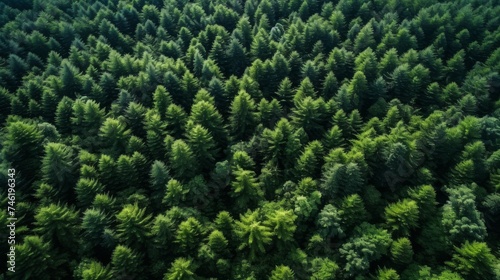 Aerial view of green trees in forest