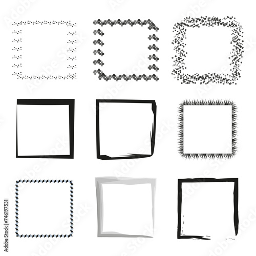 Variety square frames set. Modern design. Vector illustration. EPS 10.