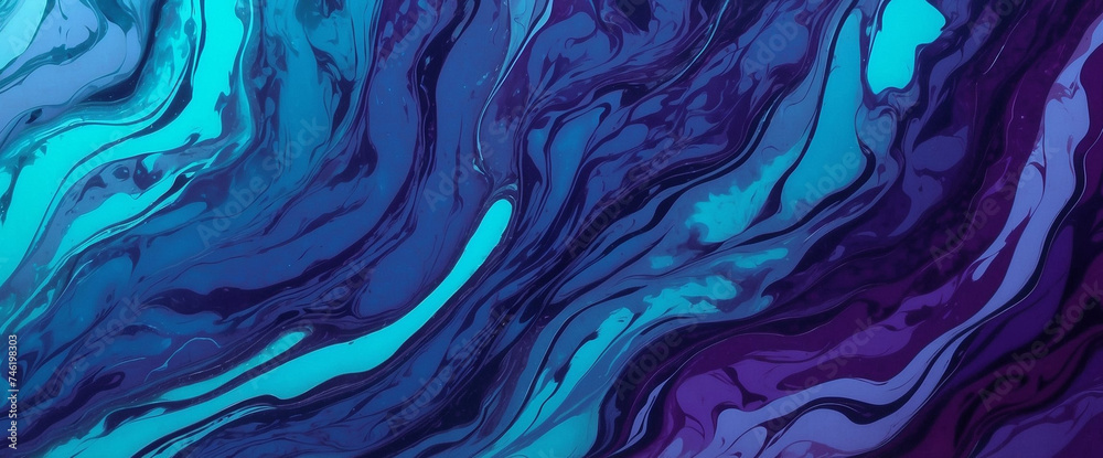 Fototapeta Abstract background with stunning fluid waves, with a combination of blue, purple and aqua colors