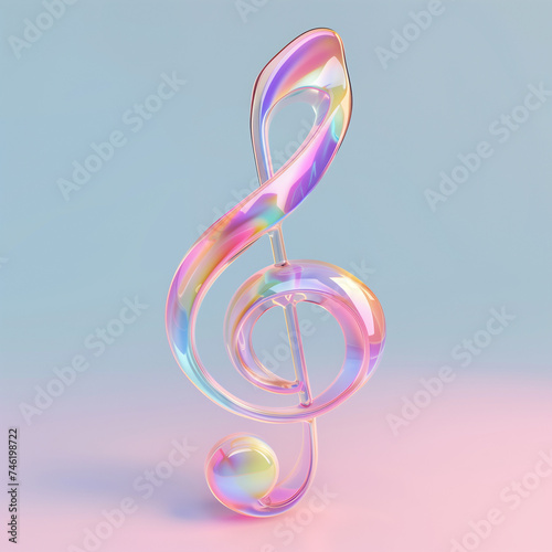 music note 3d image  in the style of subtle color gradations  single object  aurorapunk  brightly colored