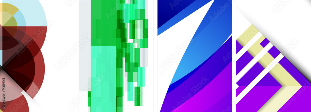 Vector posters - minimalist geometric abstract backgrounds, featuring circles, lines, and triangles in clean, modern design Vector posters - minimalist geometric abstract backgrounds, featuring circles, lines, and triangles in clean, modern design