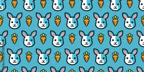 Rabbits illustration background. Seamless pattern. Vector.                                      