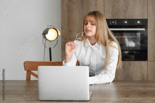 Teenage girl with laptop vi...