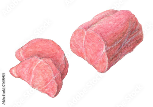 豚肉（ヒレ）　水彩色鉛筆イラスト