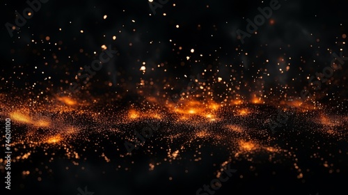 Fire buckets particles over black background