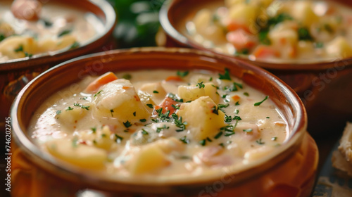 Bowls of creamy hearty potato soup are passed around reminding everyone of the simple and comforting flavors of Irish cuisine.