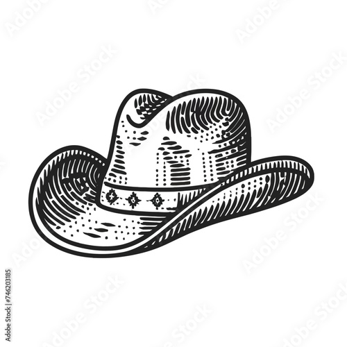 Monochrome cowboy hat vector